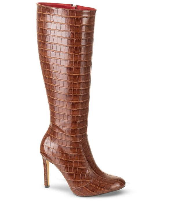 Michael Soul DONNA - Klassische Stiletto Stiefel in braun Krokodilmuster SALE