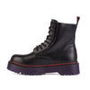 8-Loch Plateau-Stiefeletten aus schwarzem Leder mit violetter Sohle von Aderlass – Ansicht 2