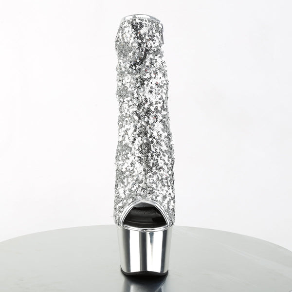 ADORE-1008SQ Plateau Stiefeletten - Silber von Pleaser – Ansicht 2