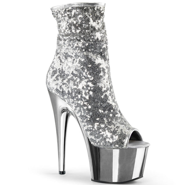 ADORE-1008SQ Plateau Stiefeletten - Silber von Pleaser