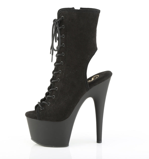 ADORE-1016 Plateau Peeptoe Stiefeletten Schwarz Velour von Pleaser – Ansicht 3