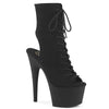 ADORE-1016 Plateau Peeptoe Stiefeletten Schwarz Velour von Pleaser