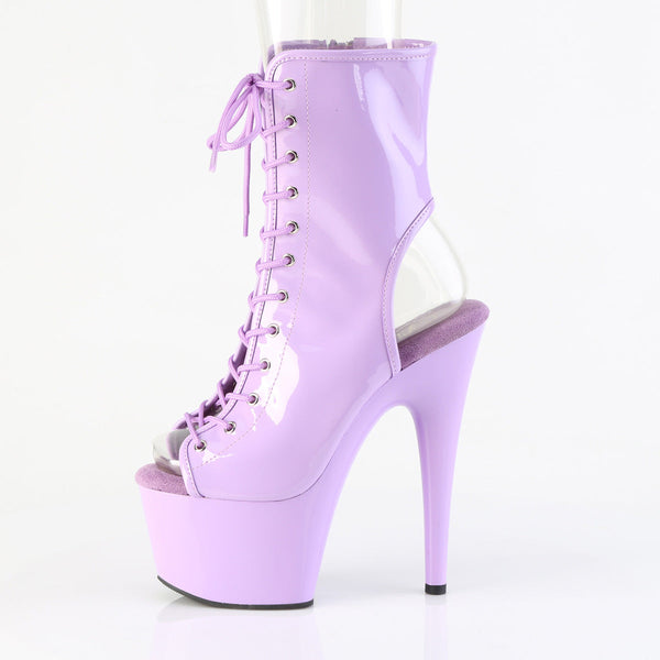 ADORE-1016 Plateau Peeptoe Stiefeletten Violett Lack von Pleaser – Ansicht 3