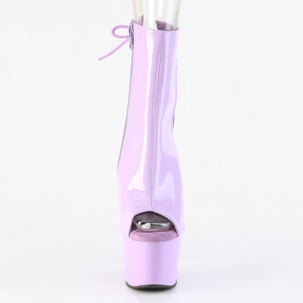 ADORE-1018 Plateau Peeptoe Stiefeletten Violett Lack von Pleaser – Ansicht 2