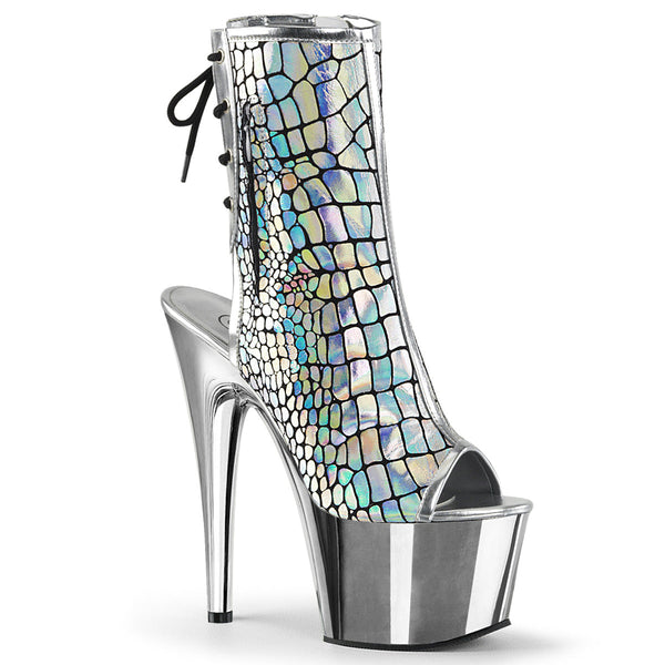 ADORE-1018HG Plateau Stiefeletten Silber Holo von Pleaser