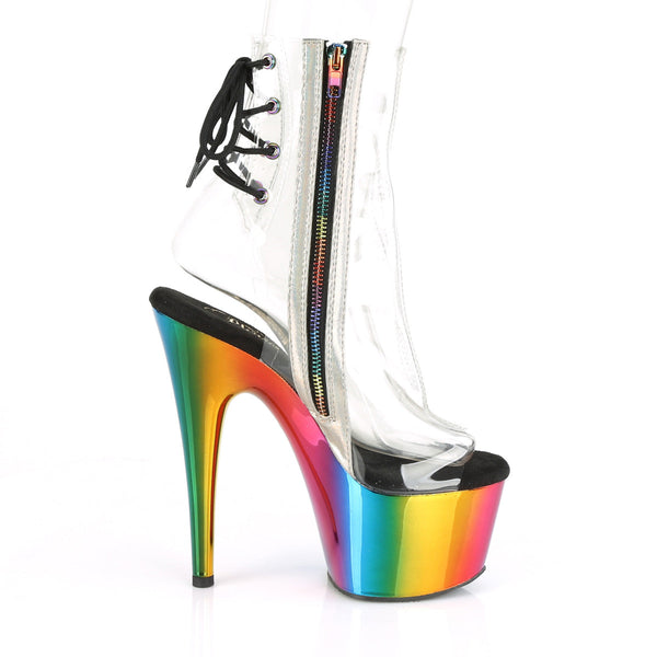 ADORE-1018RC Plateau Stiefeletten - Transparent/Regenbogen von Pleaser – Ansicht 5