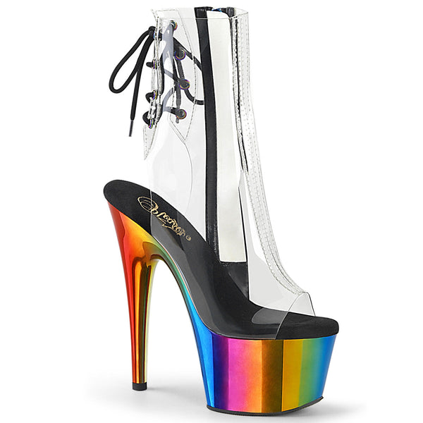 ADORE-1018RC Plateau Stiefeletten - Transparent/Regenbogen von Pleaser
