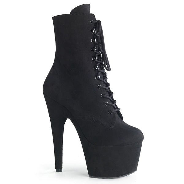 ADORE-1020FS Plateau Stiefeletten Schwarz Samt von Pleaser