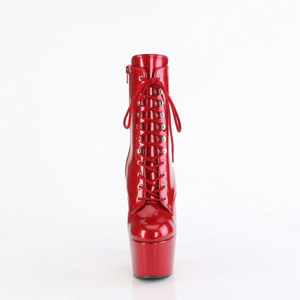 ADORE-1020GP Plateau Stiefelette Rot Glitzer von Pleaser – Ansicht 2