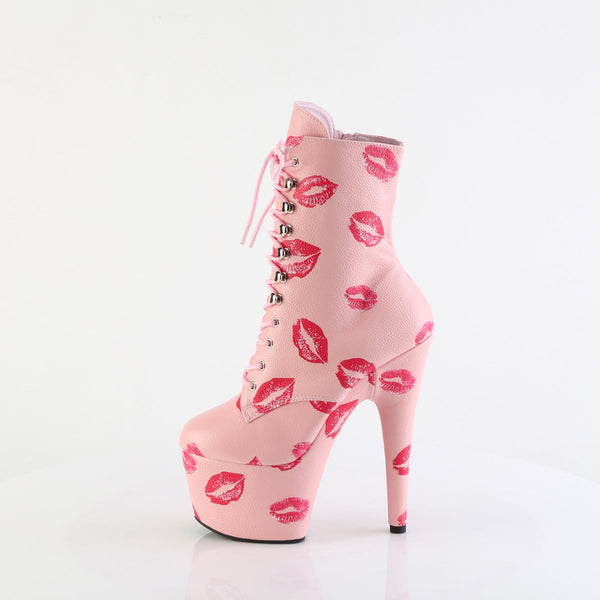 ADORE-1020KISSES - Plateau Stiefeletten - Rosa mit Muster | Pleaser