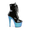 ADORE-1020LG Plateau Stiefeletten Schwarz Blau Glitzer von Pleaser – Ansicht 5