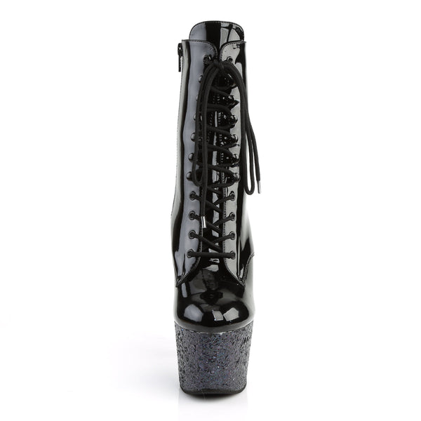 ADORE-1020LG Plateau Stiefeletten Schwarz/Schwarz Glitzer von Pleaser – Ansicht 2