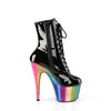 ADORE-1020RC Plateau Stiefeletten - Schwarz Lack/Regenbogen von Pleaser – Ansicht 5