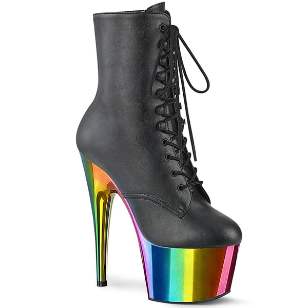 ADORE-1020RC Plateau Stiefel - Schwarz Matt/Regenbogen von Pleaser