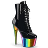 ADORE-1020RC Plateau Stiefeletten - Schwarz Lack/Regenbogen von Pleaser