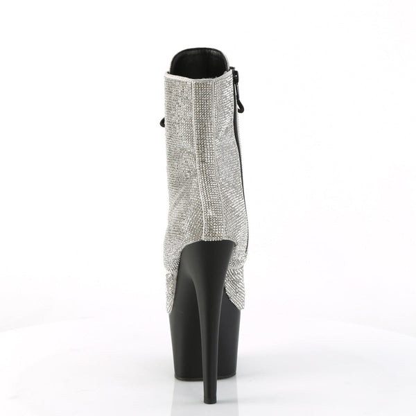 ADORE-1020RS Plateau Stiefeletten - Silber Glitzersteine von Pleaser – Ansicht 4