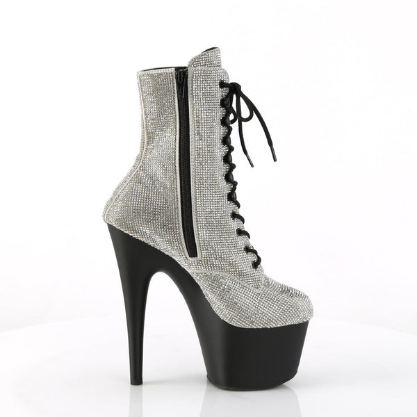 ADORE-1020RS Plateau Stiefeletten - Silber Glitzersteine von Pleaser – Ansicht 5