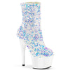 ADORE-1042SQ Plateau Stiefeletten Weiß/Mehrfarbig mit Pailletten von Pleaser