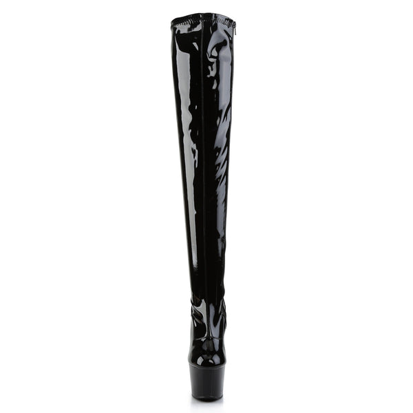 ADORE-3000 Plateau Overknee Stiefel Schwarz Lack von Pleaser – Ansicht 2