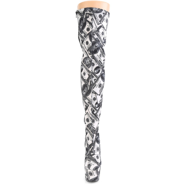 ADORE-3000DP Plateau Overknee Stiefel Dollar Print von Pleaser – Ansicht 2