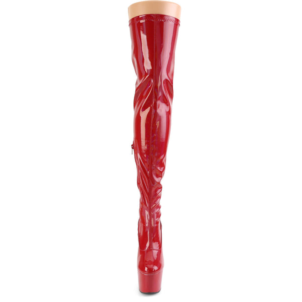 ADORE-3000HWR Plateau Overknee Stiefel Rot von Pleaser – Ansicht 2
