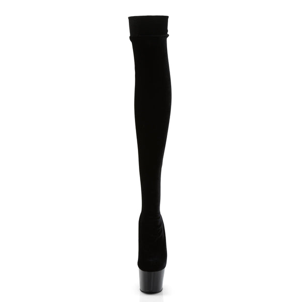 ADORE-3002 Plateau Overknee Stiefel Schwarz Samt von Pleaser – Ansicht 2