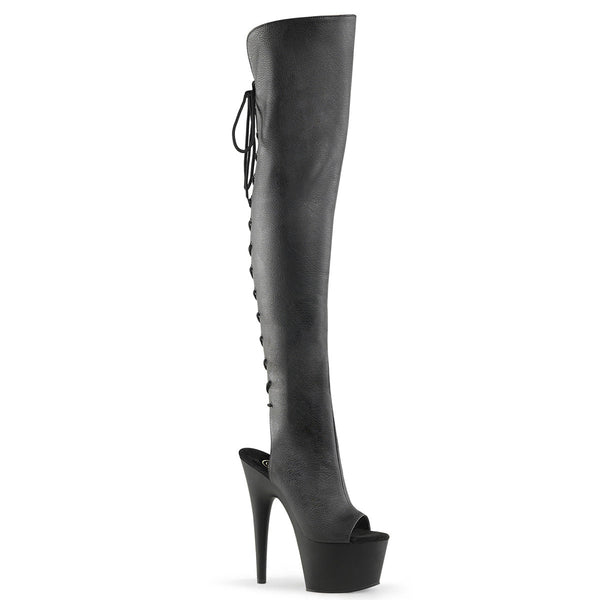 ADORE-3019 Plateau Overknee Stiefel Schwarz Matt von Pleaser