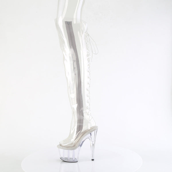 ADORE-3019C - Plateau Overknee Stiefel Peeptoe - Transparent von Pleaser – Ansicht 3