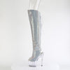 ADORE-3019C-RS Plateau Peeptoe Overknee Stiefel Silber Glitzer von Pleaser – Ansicht 3