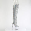 ADORE-3019C-RS Plateau Peeptoe Overknee Stiefel Silber Glitzer von Pleaser – Ansicht 5