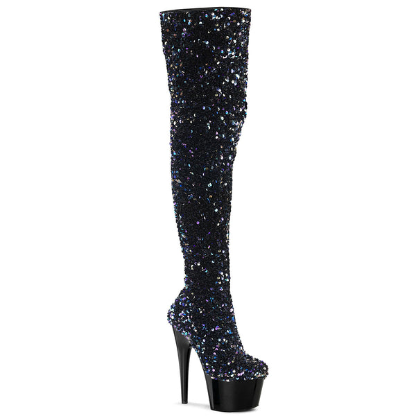 ADORE-3020 Plateau Overknee Stiefel - Schwarz von Pleaser