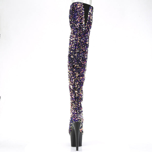 ADORE-3020 Plateau Overknee Stiefel - Silber von Pleaser – Ansicht 4