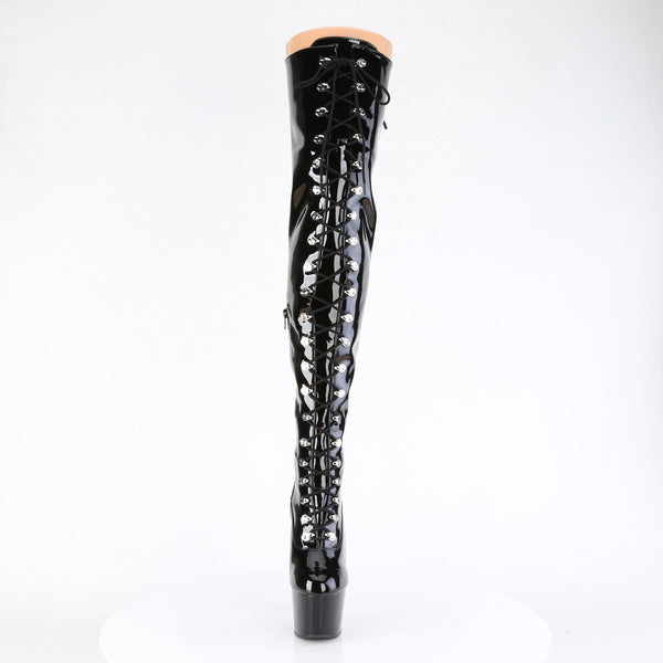 ADORE-3022 Plateau Overknee Stiefel Schwarz Lack von Pleaser – Ansicht 2