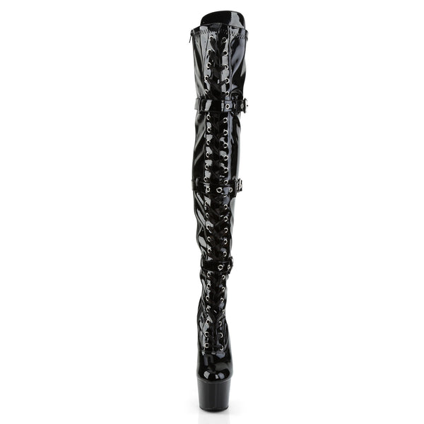 ADORE-3028 Plateau Overknee Stiefel Schwarz Lack von Pleaser – Ansicht 2
