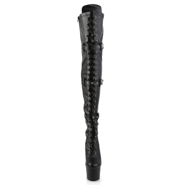 ADORE-3028 Plateau Overknee Stiefel Schwarz Matt von Pleaser – Ansicht 2