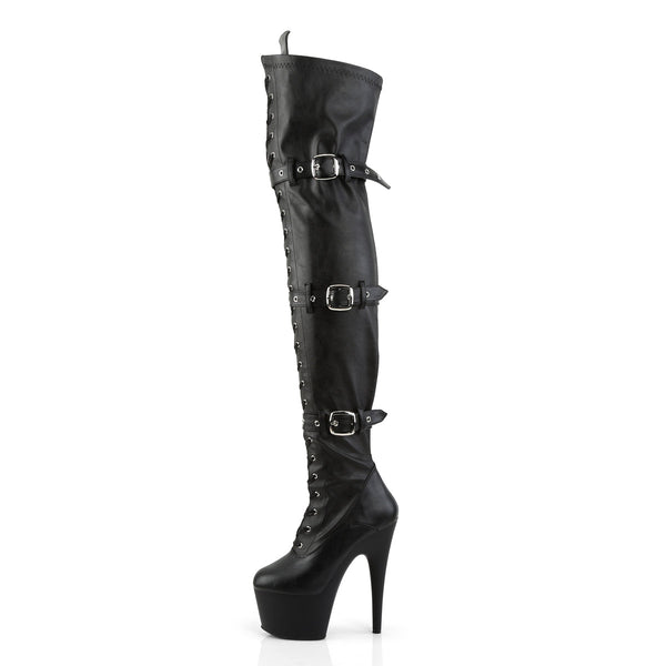 ADORE-3028 Plateau Overknee Stiefel Schwarz Matt von Pleaser – Ansicht 3