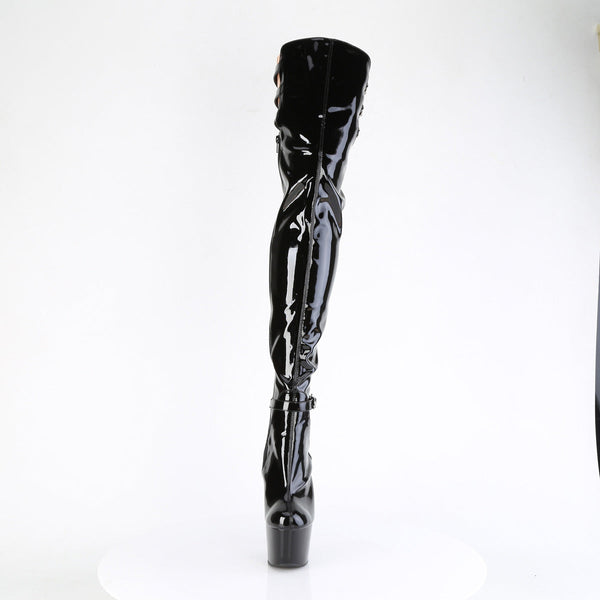 ADORE-3055 Plateau Overknee Stiefel Schwarz Lack von Pleaser – Ansicht 2