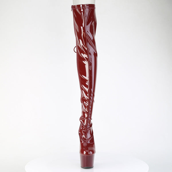 ADORE-3063 Plateau Overknee Stiefel Dunkel Rot Lack von Pleaser – Ansicht 2