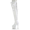 ADORE-3063 - Plateau Overknee Stiefel - Weiß Lack von Pleaser – Ansicht 3