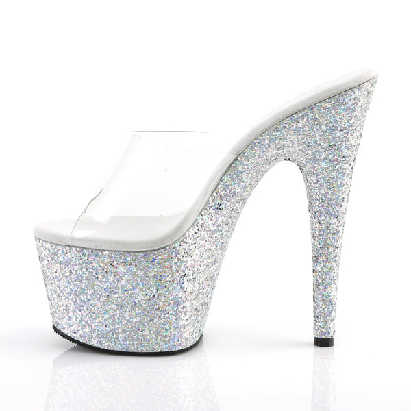 ADORE-701LG Plateau Pantoletten Silber von Pleaser – Ansicht 3