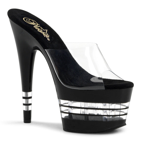ADORE-701LN Plateau Pantoletten Transparent/Schwarz von Pleaser