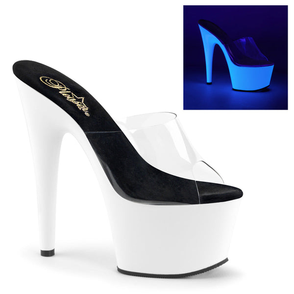 ADORE-701UV Plateau Pantoletten - Neon Weiß UV von Pleaser