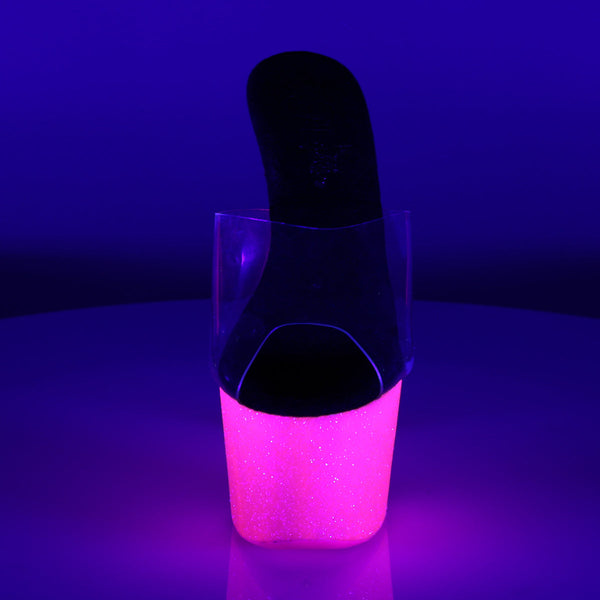 ADORE-701UVG Plateau Pantoletten Neon Pink UV von Pleaser – Ansicht 2
