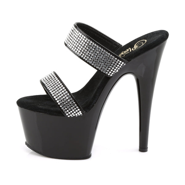ADORE-702-2 Plateau Pantoletten von Lack Schwarz | Pleaser – Ansicht 3