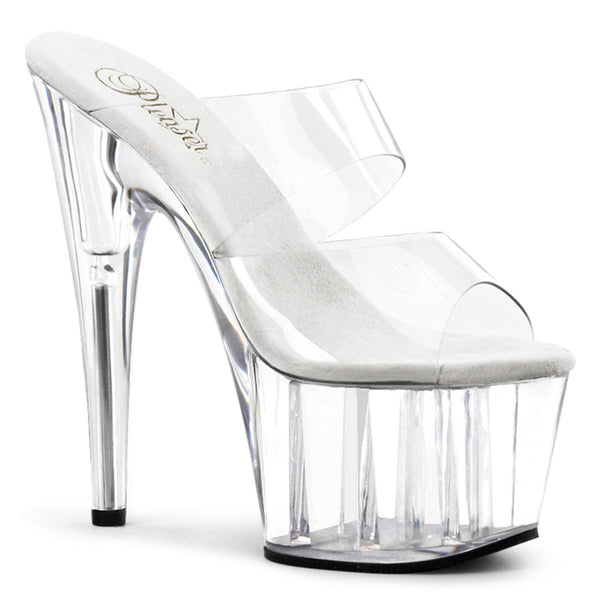 ADORE-702 Plateau Pantoletten transparent von Pleaser