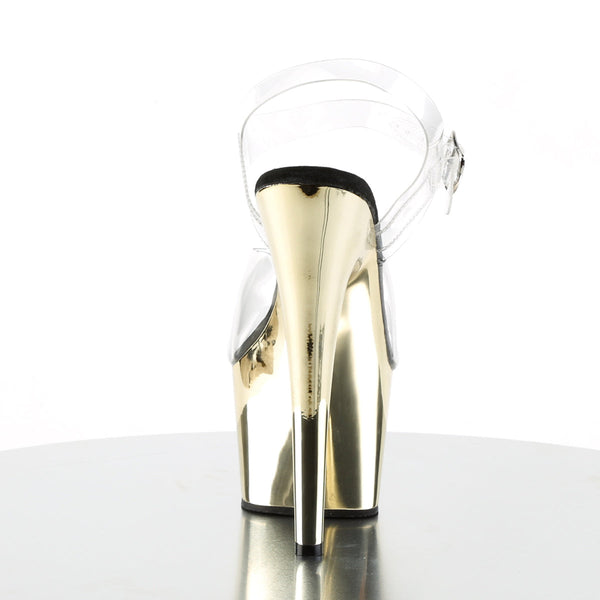 ADORE-708 Plateau Sandaletten Transparent/Gold von Pleaser – Ansicht 4