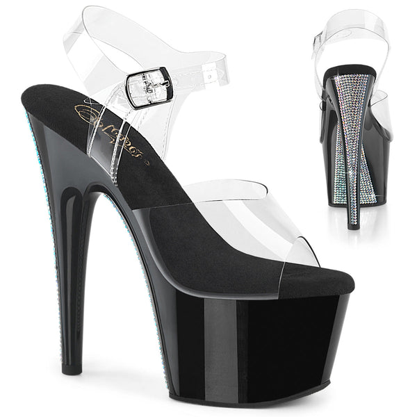 ADORE-708CRS-2 Plateau Sandaletten Schwarz Strasssteine von Pleaser