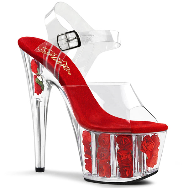 ADORE-708FL Plateau Sandaletten Rot Rosen von Pleaser