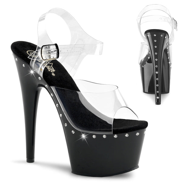 ADORE-708LS Plateau Sandaletten Transparent/Schwarz von Pleaser