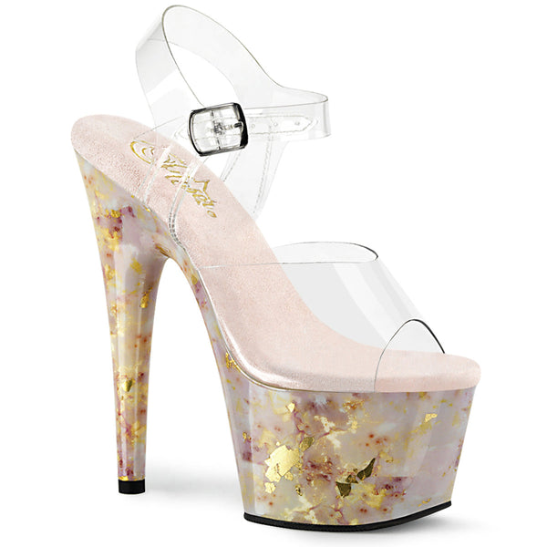 ADORE-708MB Plateau Sandaletten - Transparent/Gold von Pleaser